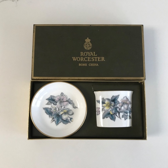 Vintage Royal Worcester Woodland Toothpick Tea bag Coaster Trinket Dish Set NIB - Picture 7 of 7